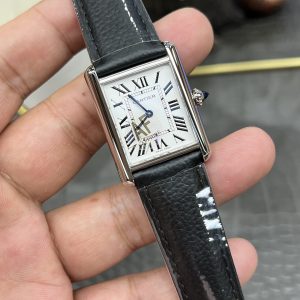 Alternative view of AF Cartier New Tank Collection / 33.5mm x 25.5mm Quick-Release Strap / Powered by Swiss Ronda Quartz Movement